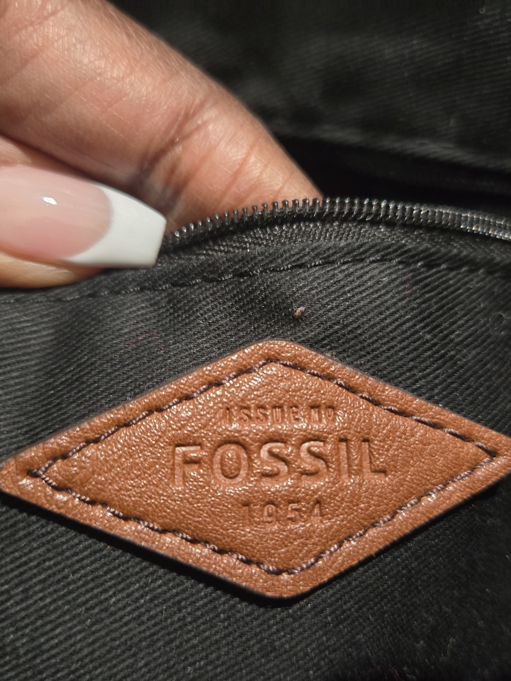 Fossil Polka Dot Tote Bag in White and Brown - Picture 9 of 9